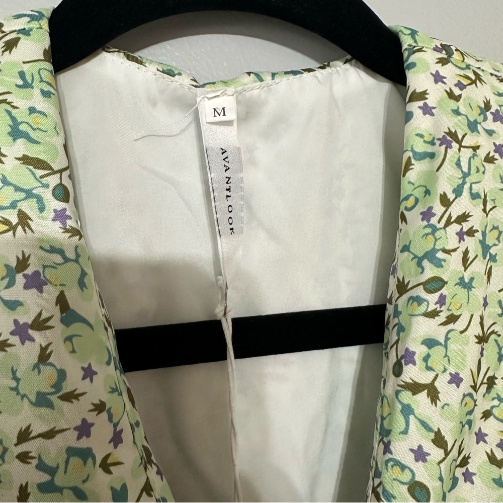 Avantlook Short Puff Sleeve Floral Mini Dress Statement Collar‎ Size Medium - Picture 9 of 12